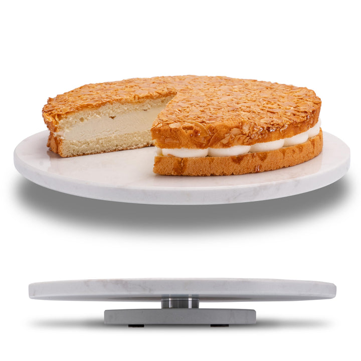 Fino Casa drehbare Marmorplatte rund Tortenplatte Kuchenplatte Wurstplatte Käseplatte Marmor Platte