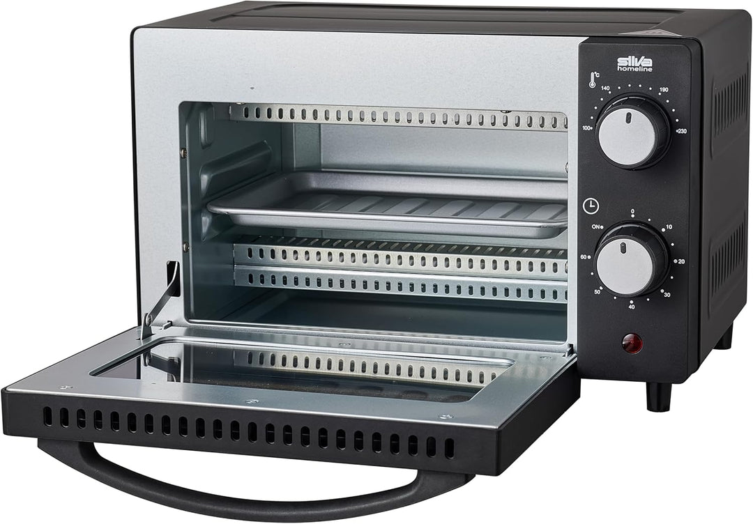 Silva Schneider MB 1000, Minibackofen, 10 L, schwarz, 650 Watt, Temperaturregelung 100-230 °C, Timer