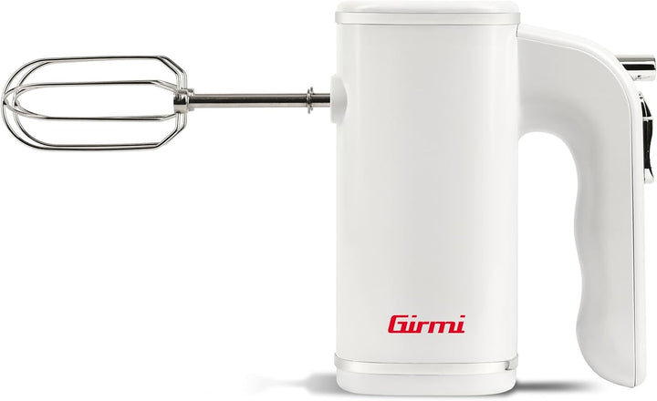 Girmi SB04 Handmixer, 150W, Turbo, 5 Stufen, Edelstahlbesen & Knethaken, Weiss, Weiss