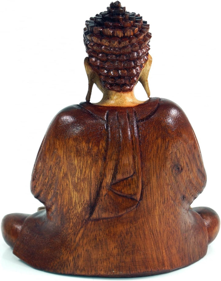 GURU SHOP Holzbuddha, Buddha Statue, Handarbeit 20 cm Anjali Mudra - Modell 6 20*16 cm Modell 6, 20*