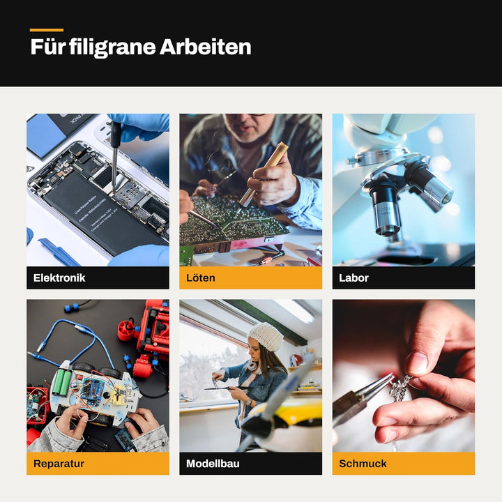 BERNSTEIN ESD Pinzetten Set 7-teilig - Antistatischer Kunststoff, Präzisionspinzette für Elektronik