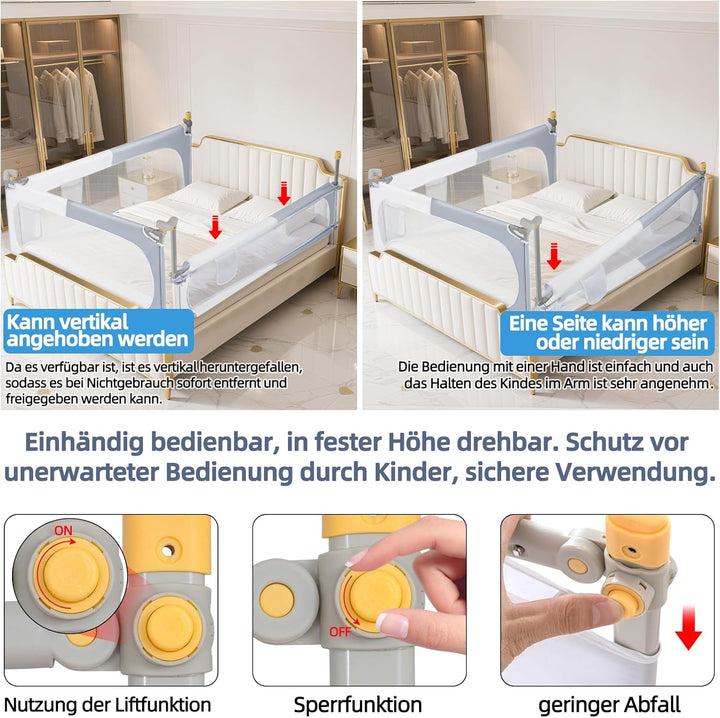 OUUTMEE 1 Stück 120cm Bettschutzgitter Bett Rausfallschutz Kinder Klappbar Rausfallschutz 30 Fach Hö