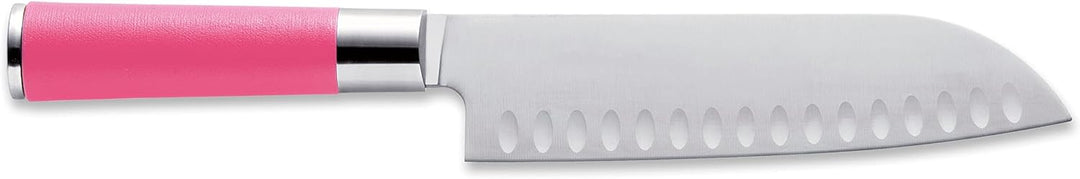 F. DICK Pink Spirit Santoku Messer (Klingenlänge 18 cm, Küchenmesser mit Kullenschliff, aus hochlegi