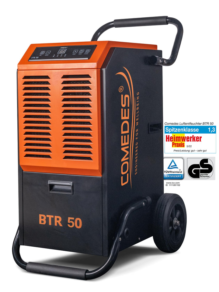 Comedes Bautrockner Luftentfeuchter BTR 50 (max. 51 Liter / 24h) Geeignet für Räume und Keller bis 1