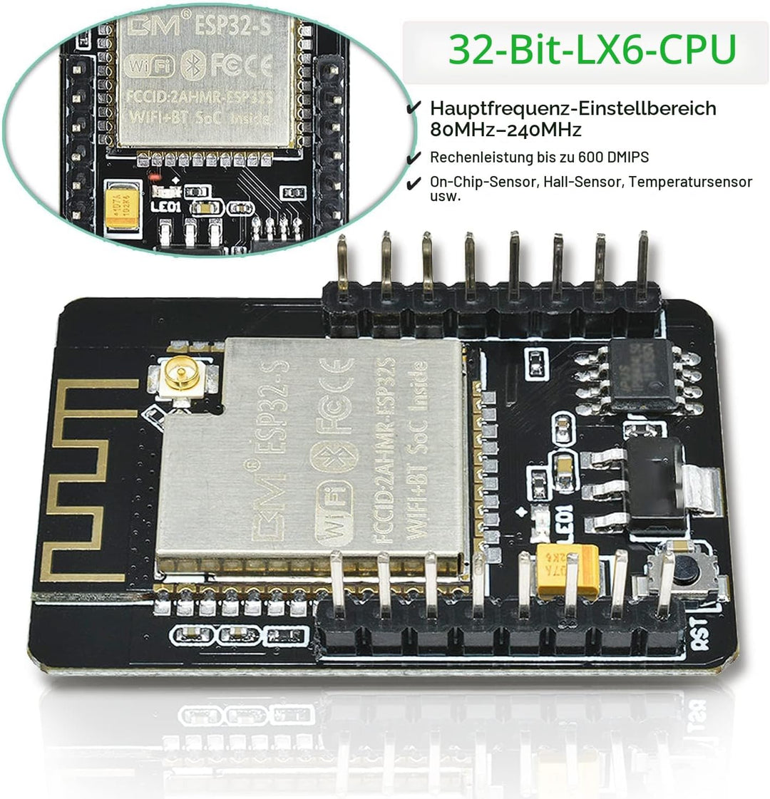 diymore für ESP32 CAM Entwicklungsplatine, WLAN/Bluetooth, für ESP32 DC 5V Dual-Core-Entwicklungspla