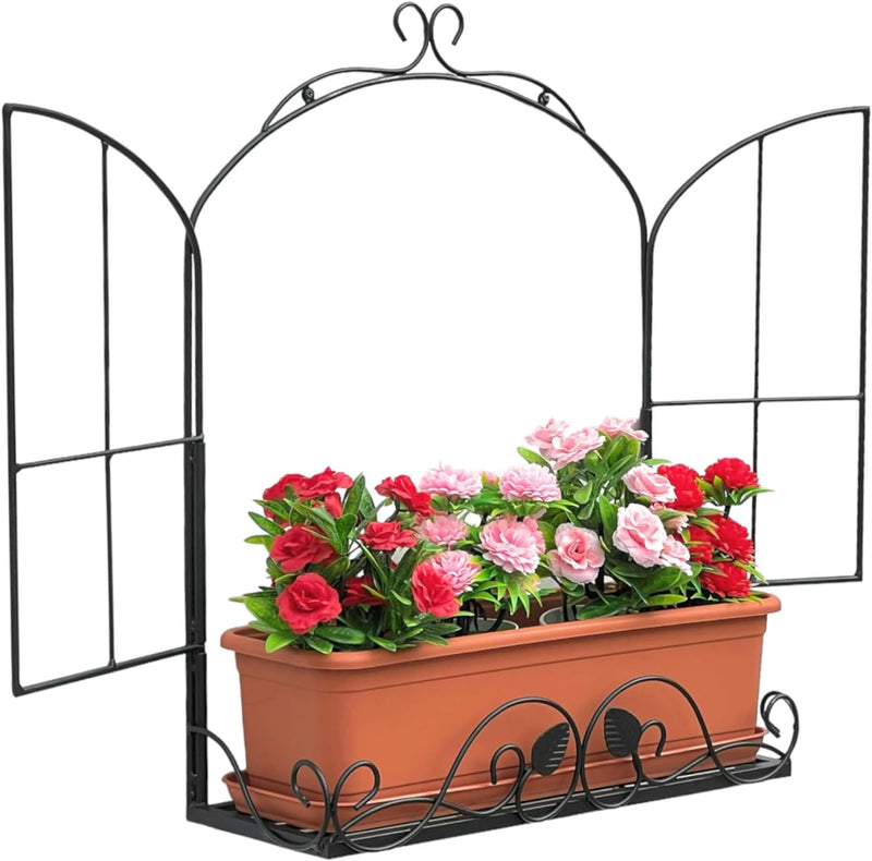 DanDiBo Wandblumenhalter Fenster Schwarz Metall Wand Blumenständer Blumenregal Wandregal Regal