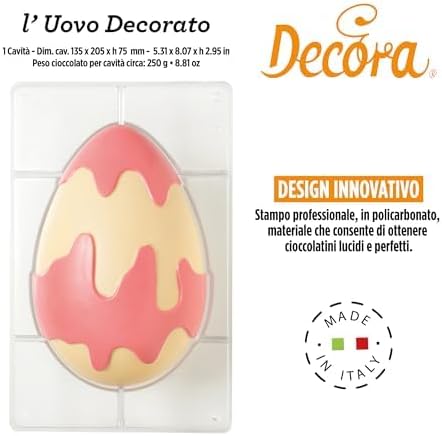 DECORA, 0050163 Schokoladenei-Form aus Polycarbonat 1 Kavität 135 x 205 mm, Ideal für die Herstellun