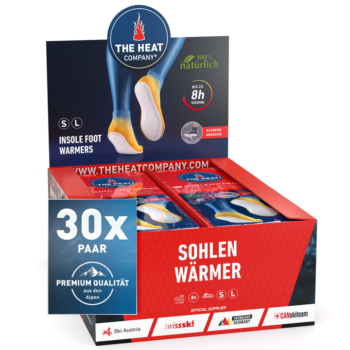 THE HEAT COMPANY Sohlenwärmer klebend - 5 oder 30 Paar - EXTRA WARM - Wärmesohlen - Fusswärmer - 8 S