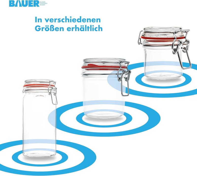 Flaschenbauer- 12 Drahtbügelgläser 1550ml verwendbar als Einmachglas und Fermentierglas, zu Aufbewah