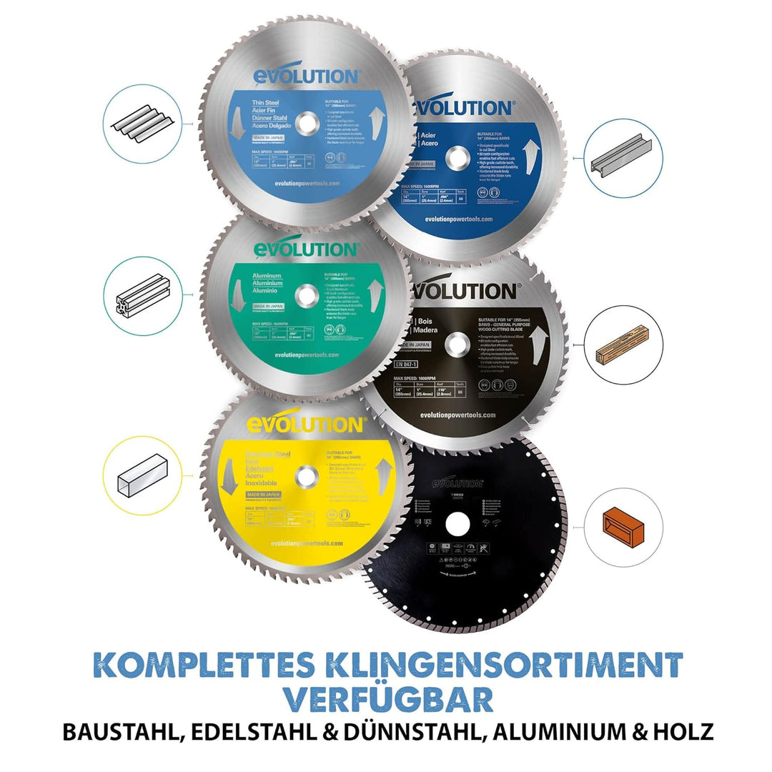 Evolution (T355TCT-90CS) - 355mm Sägeblatt zum Schneiden von Edelstahl - Metall-Sägeblatt mit Hartme