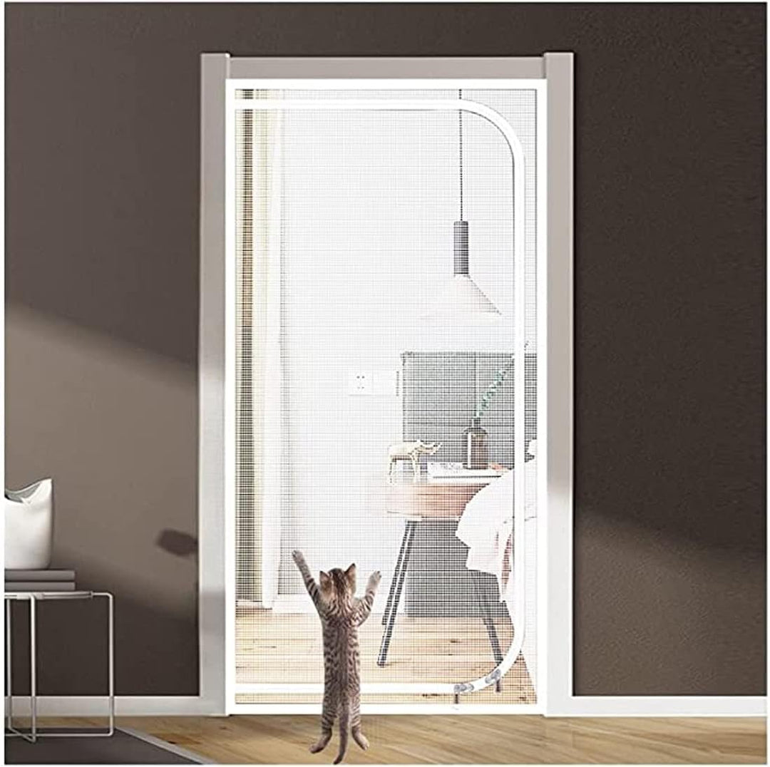 Haustiertür Verbesserte Katzengittertür 90x205cm，haustiersichere Netztür Mit Reissverschluss Auf Bei