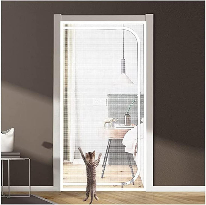 Haustiertür Verbesserte Katzengittertür 90x205cm，haustiersichere Netztür Mit Reissverschluss Auf Bei