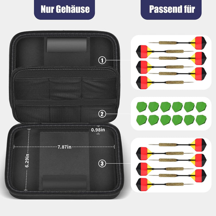 Boobowl Darts Tasche Hält 12 Darts - Hard Shell Stossfeste Dart-Aufbewahrungstasche, Tragbare Tragek