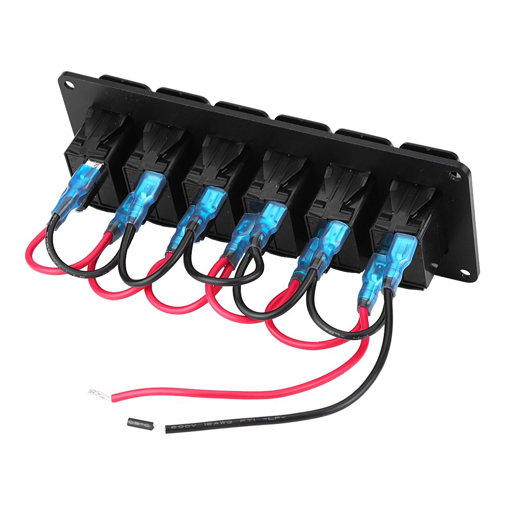 6 Gang LED Switch Panel, 12-24V 6 Gang Schalter Rocker Switch Panel Wippschalter Panel LED Switch Pa