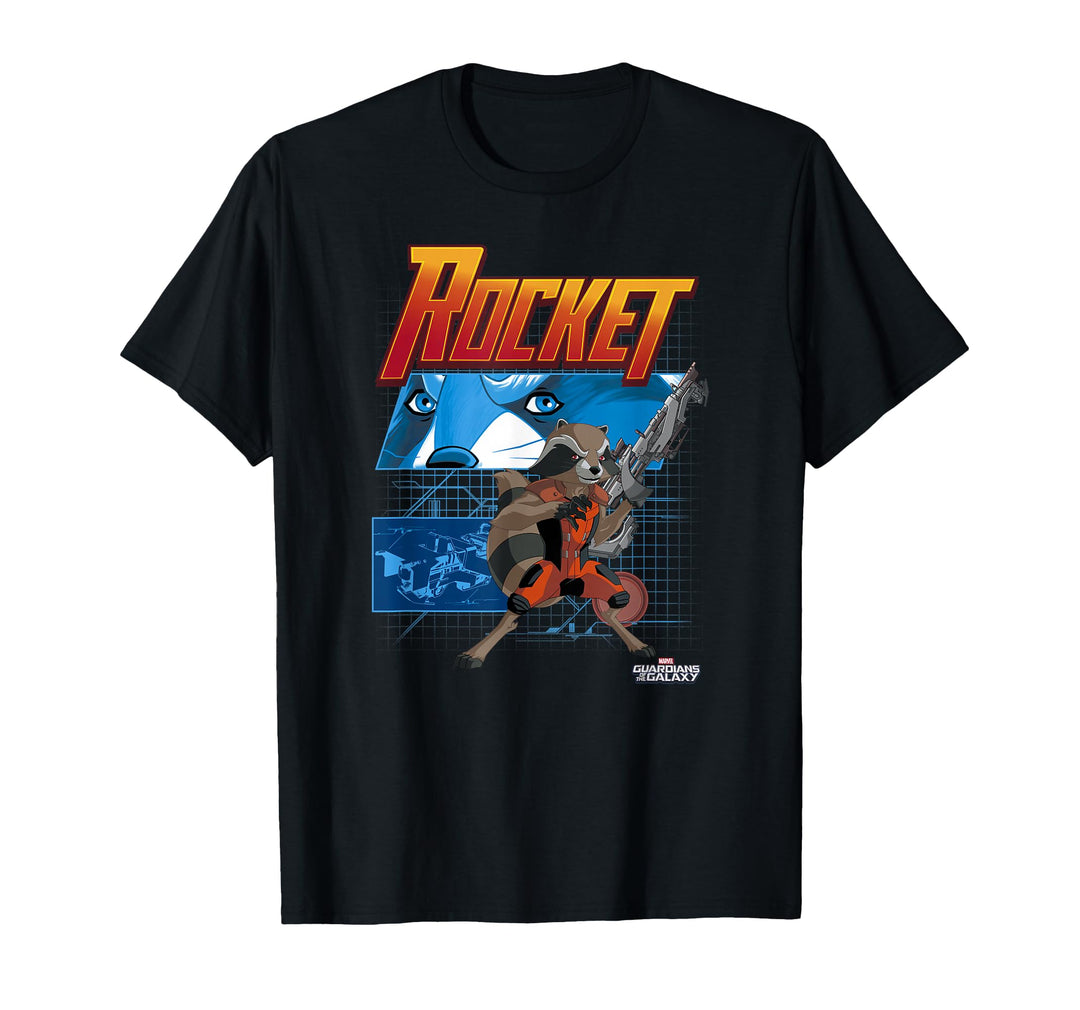 Mens Marvel Rocket Guardians of the Galaxy Schematic T-Shirt Small Baby Blue
