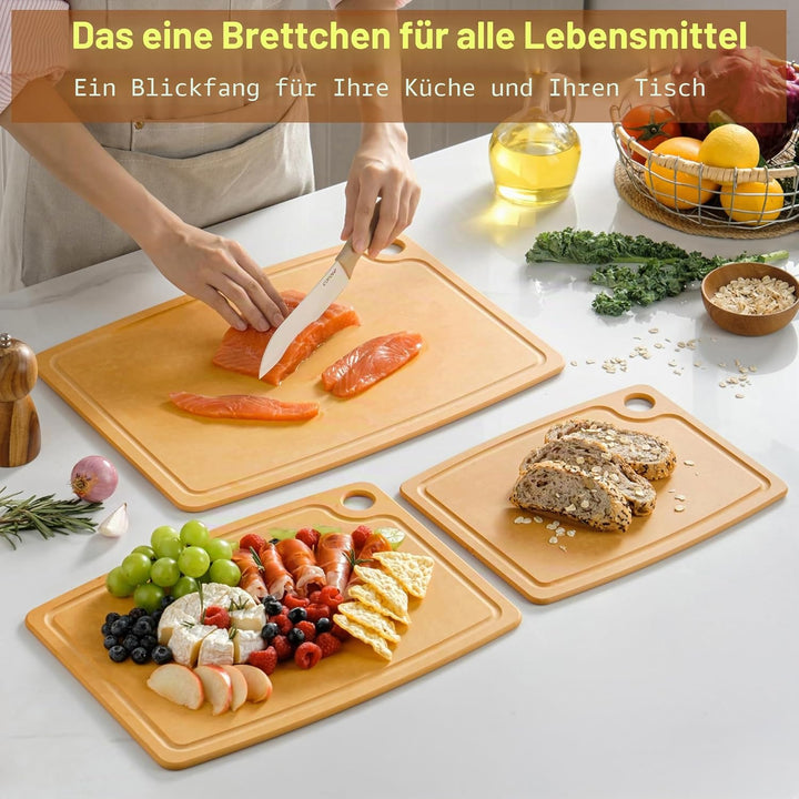 BESTCOOK Schneidebrett aus Holzfaser mit Saftrille, Spülmaschinenfest, Composite Schneidebrett fürdi