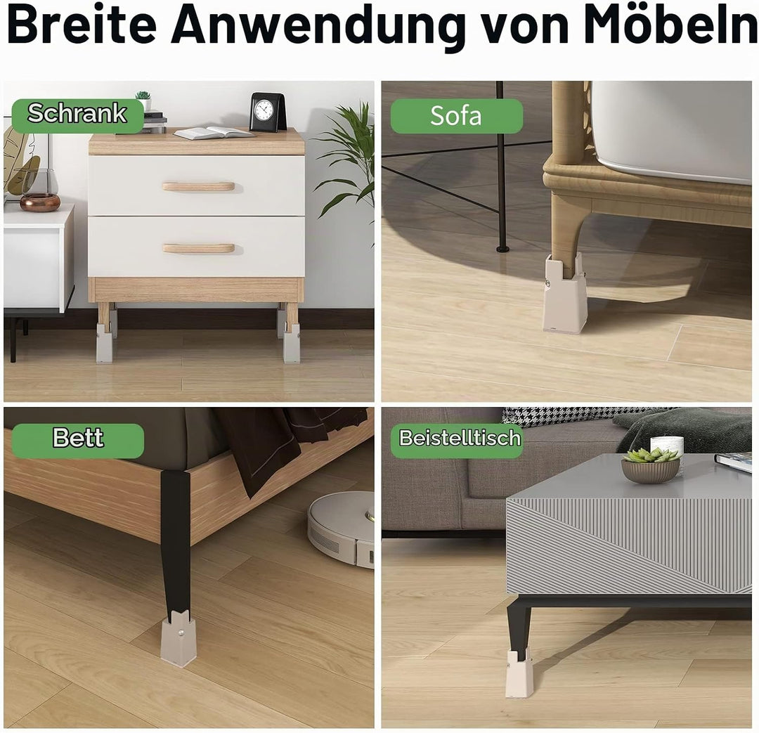 RCHYFEED Verstellbare Betterhöhung Möbelerhöhung 10cm mit Schraubklemme, Gray Betterhöher 4 Zoll Sch