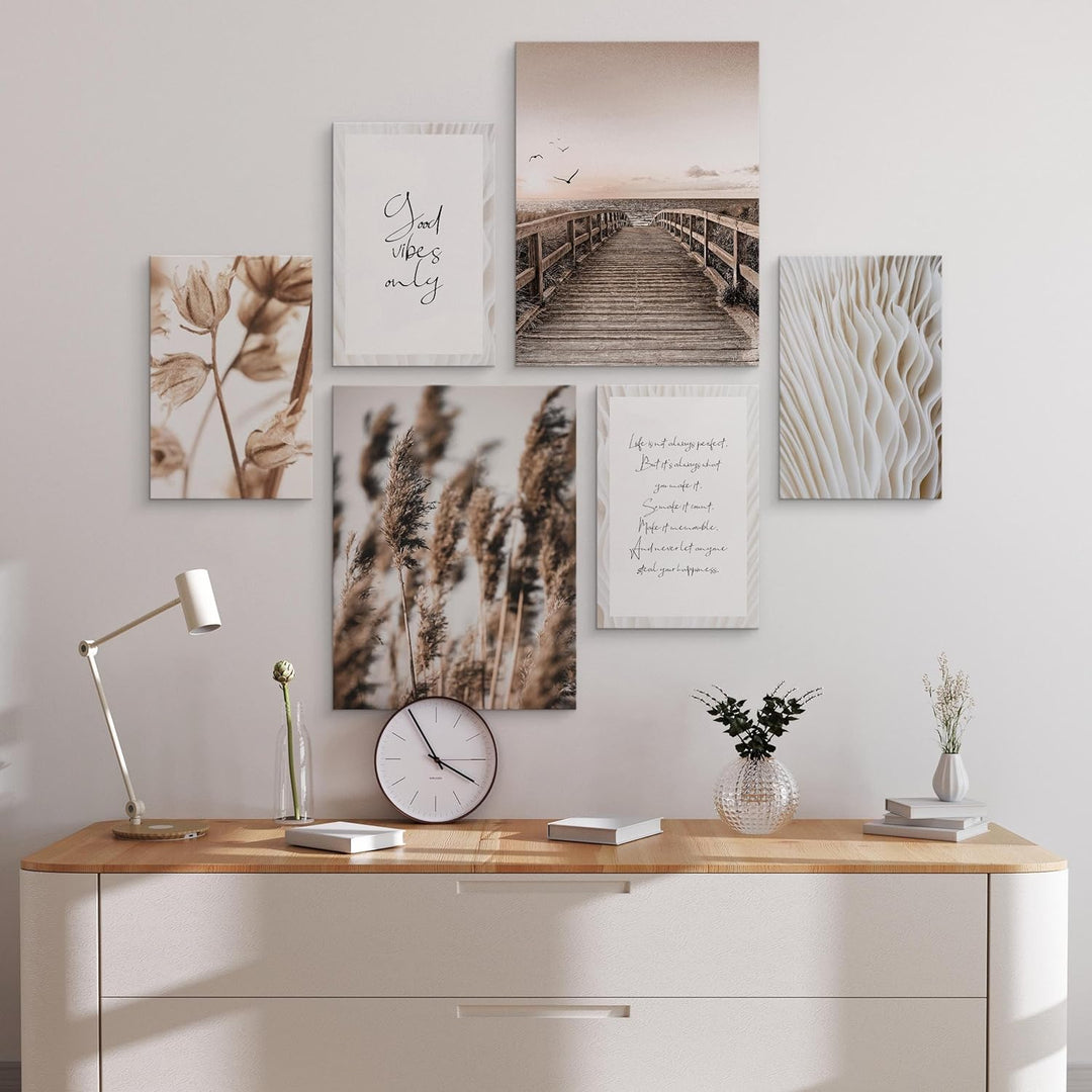 Muralo - Wandbilder Set - Leinwand Bilder Set Aufhängefertig in Boho Stil - das Leinwandbilder Set -
