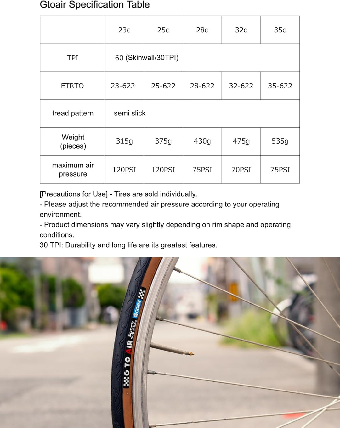 GORIX Rennradreifen 700×23C 25C 28C 32c 35c Fahrrad (Gtoair) 700×25c Skinwall(1 Tire), 700×25c