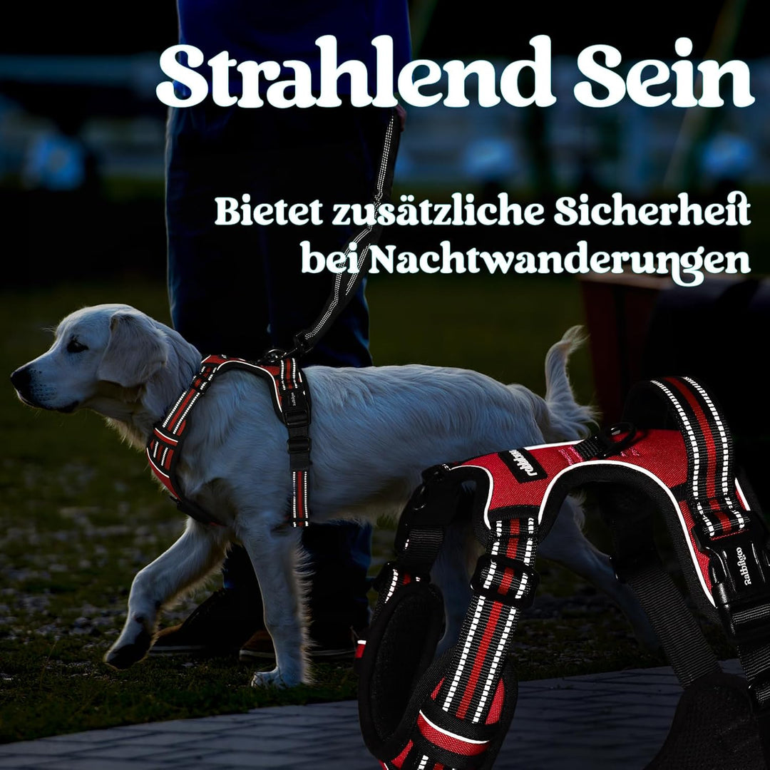 rabbitgoo Hundegeschirr Grosse Hunde, Verstellbare Geschirr Hund ohne Zug & Würgen, Anti Zug Hundege
