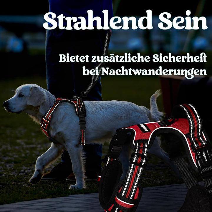 rabbitgoo Hundegeschirr Grosse Hunde, Verstellbare Geschirr Hund ohne Zug & Würgen, Anti Zug Hundege