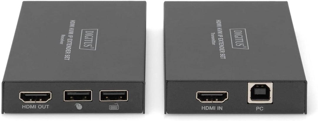 DIGITUS HDMI KVM Extender Set über IP 150 m, Full HD 1080p Full-HD / 2K@60Hz LAN IP-fähig - 1x Out -