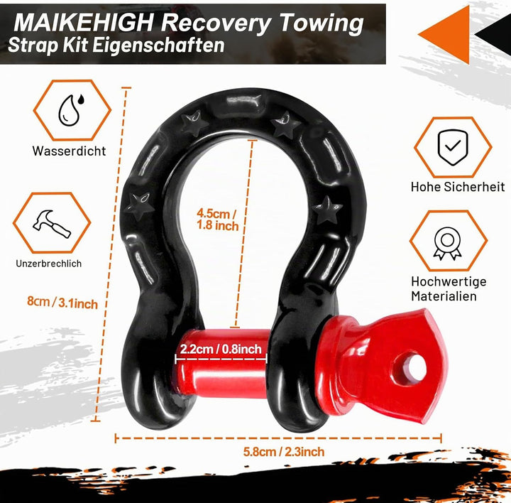 MAIKEHIGH Abschleppseil 5M x 5cm, 10 Tonnen (22,000 Lbs) Tow Rope Abschleppseile für Off-Road Recove