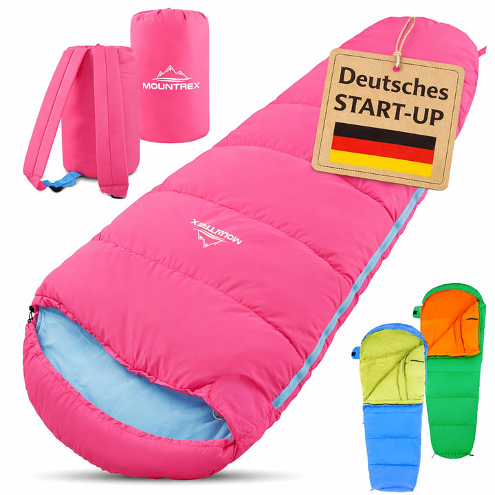 MOUNTREX® Kinderschlafsack - Tragbar wie ein Rucksack - Schlafsack für Kinder (175 x 70 x 45 cm) - O