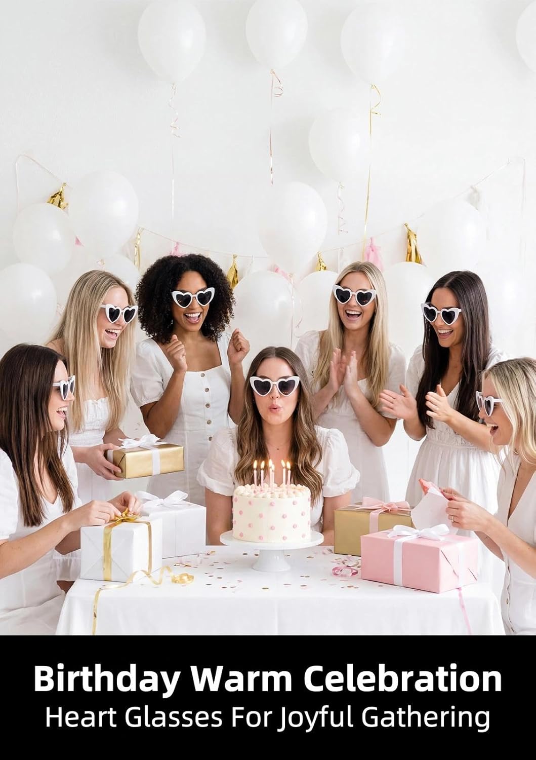Weisse schwarze Herz-Partybrille in Herzform, Retro-Katzenaugen-Brille für Junggesellinnenabschied,