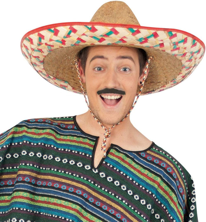 KarnevalsTeufel.de Sombrero-Set Mexikanerhüte in bunten Farben mit rotem Rand Rand - 5er Pack