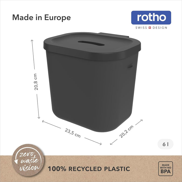 Rotho Salsa 2er-Set Biomülleimer Küche 3,2l & 6l | Komposteimer mit integrierter Hängevorrichtung |
