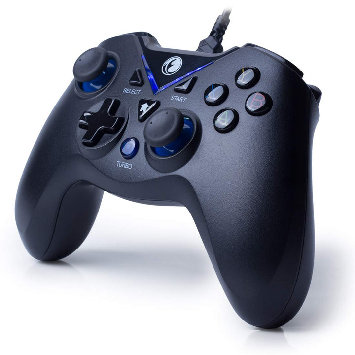 V-ONE Videospiel-Controller mit USB-Kabel für PC (Windows XP/7/8/10), Playstation 3 und Android blau