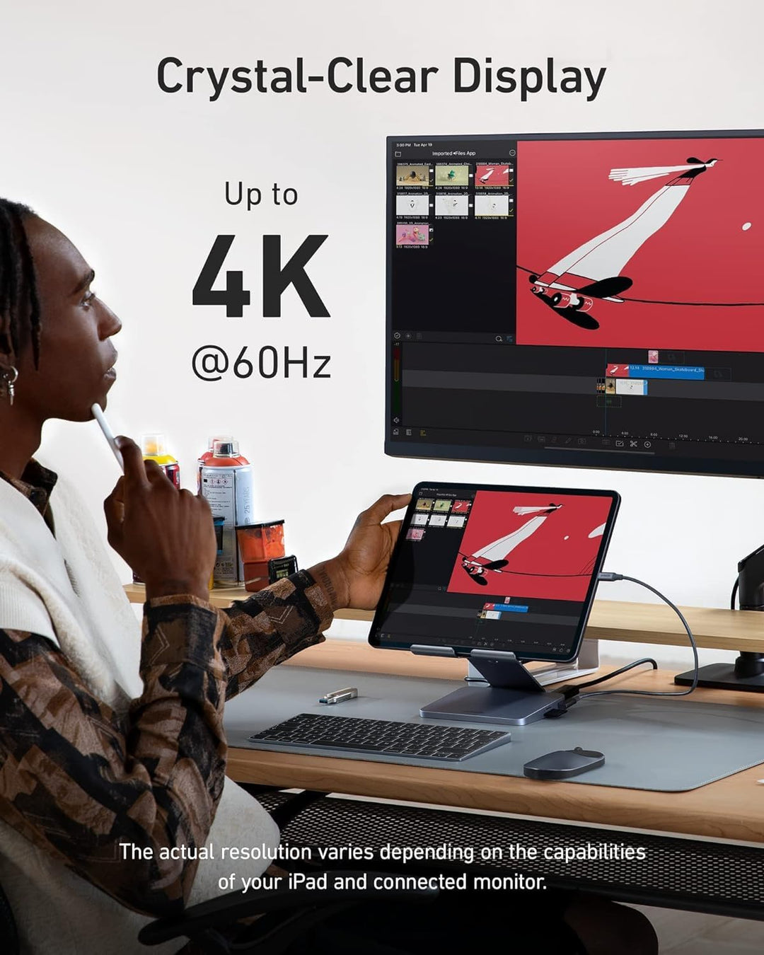 Anker 551 8-in-1 USB-C Hub, einklappbare Halterung, Power Delivery, 4K HDMI, 2 USB-A Datenports, 3.5