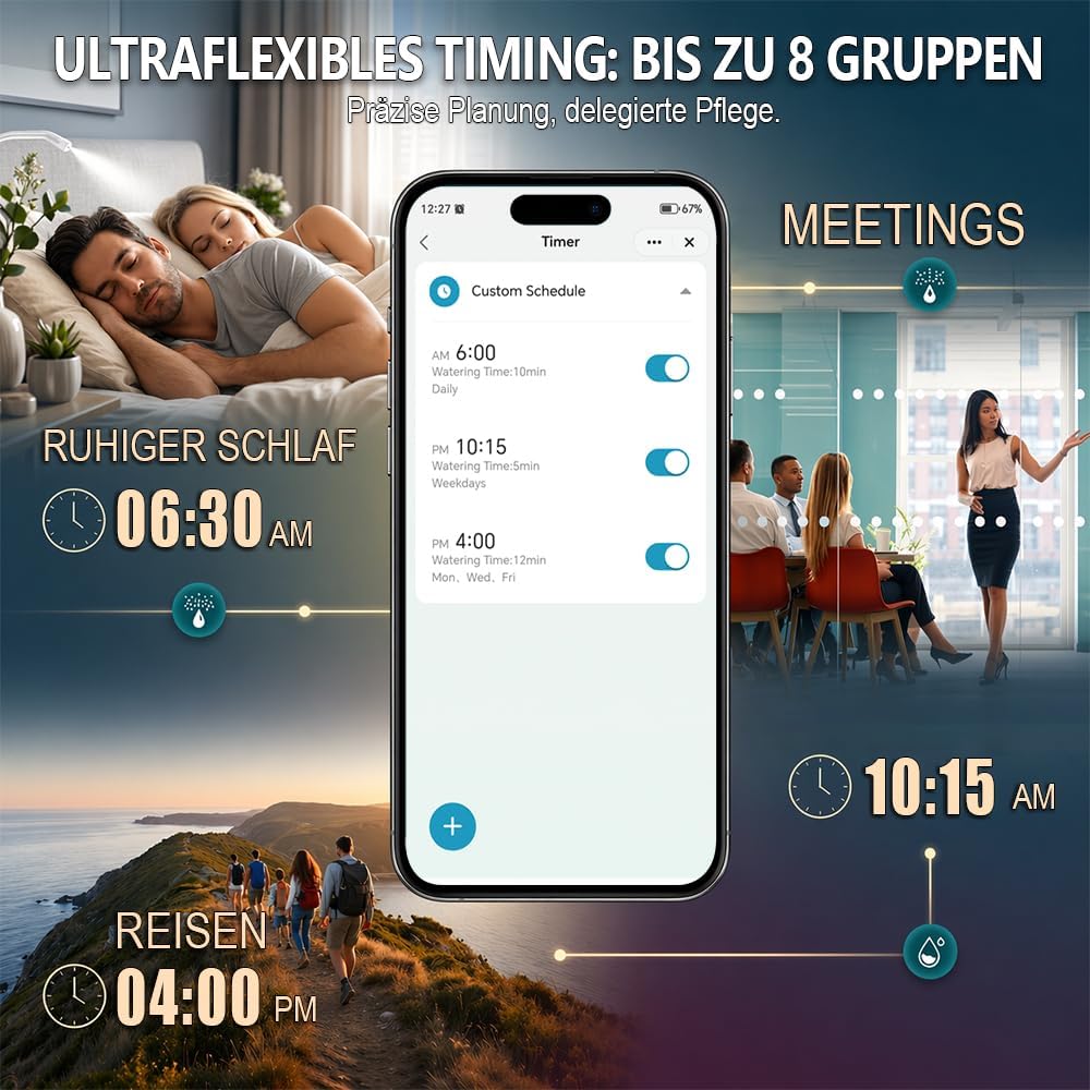GIEX WLAN Bewässerungscomputer, Smarter Wasserhahn-Timer für Gartenbewässerung, kompatibel mit Alexa