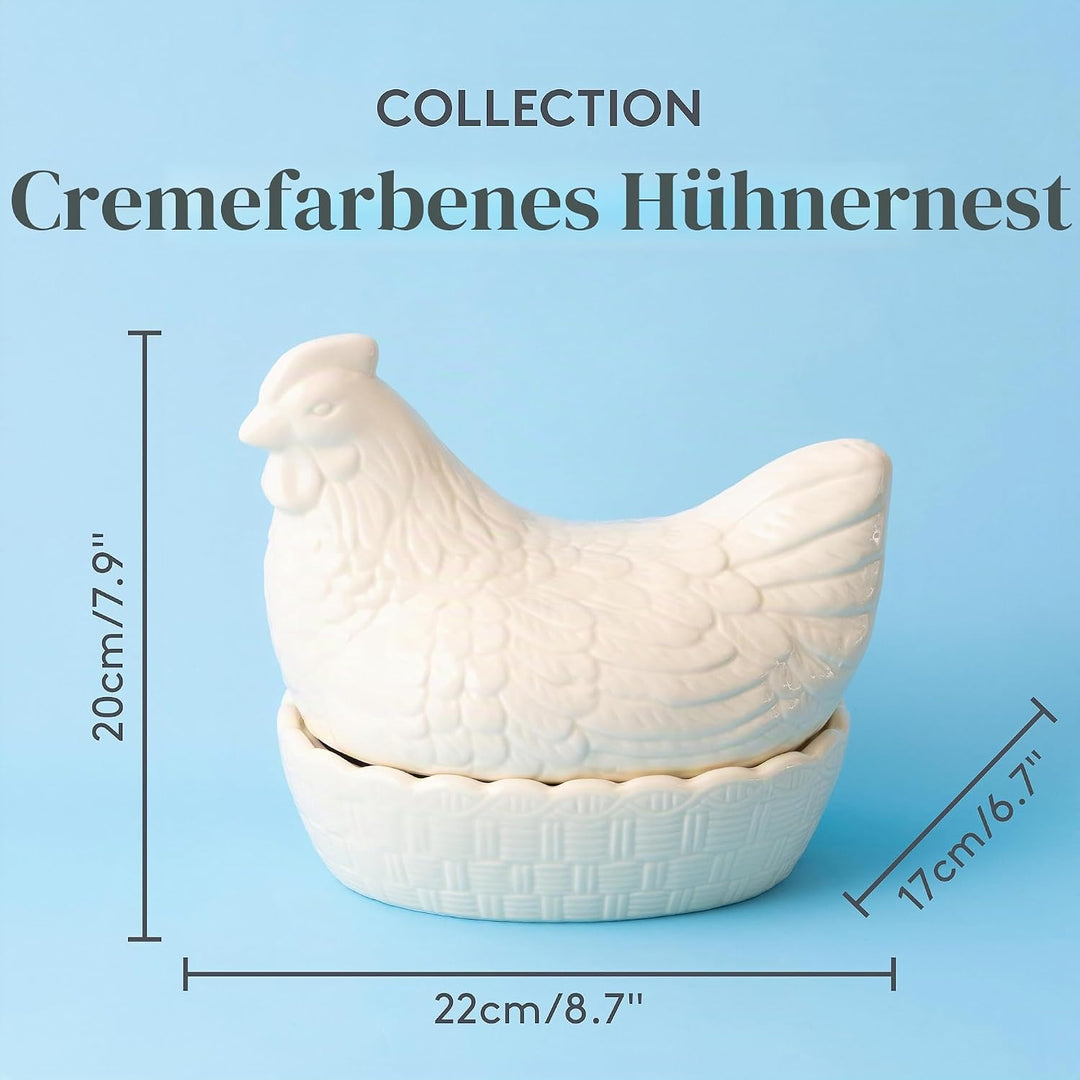 Mason Cash Keramikhuhn Eieraufbewahrung Steinzeug Creme, dekorativer, rustikaler Huhn-Eier Behälter