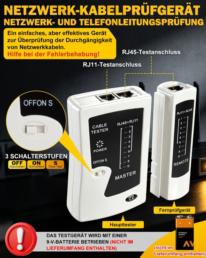 moveland Effizient Netzwerk Werkzeug Set - Rutschfest präzise RJ45 Crimpzange Pass-Through mit 15 x