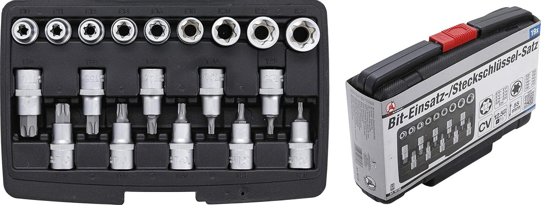 BGS Diy 95100 | Bit-Einsatz-/Steckschlüssel-Satz | Antrieb Innensechskant 12,5 mm (1/2") | T-Profil