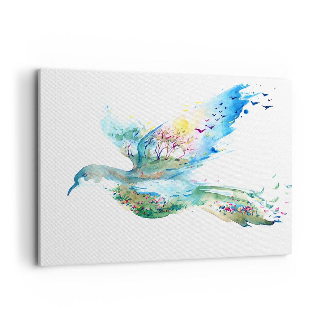 Bilder auf Leinwand 100x70cm Leinwandbild Abstraktion Vogel Natur Bewegung Gross Wanddeko Bild Schla