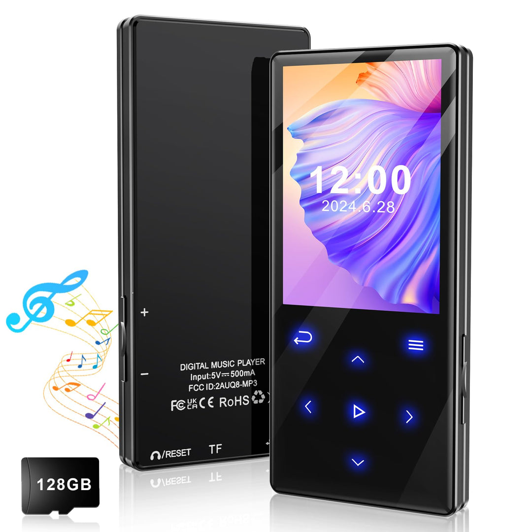 Gueray 128GB Bluetooth MP3-Player Tragbarer MP3 Player Digitaler Musikspieler mit HiFi-Sound Eingeba