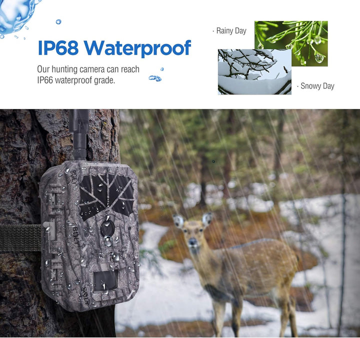 Wildkamera 36MP 4G, Kabellose Jagdkamera HD mit 940nm Infrarot-LED, Tarnmuster Trail Game Kamera Sco