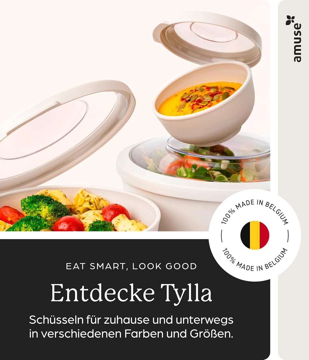 Amuse Müslibecher To Go (450ml + 150ml) | Crunch Cup | Auslaufsicherer Joghurtbecher To Go mit Löffe