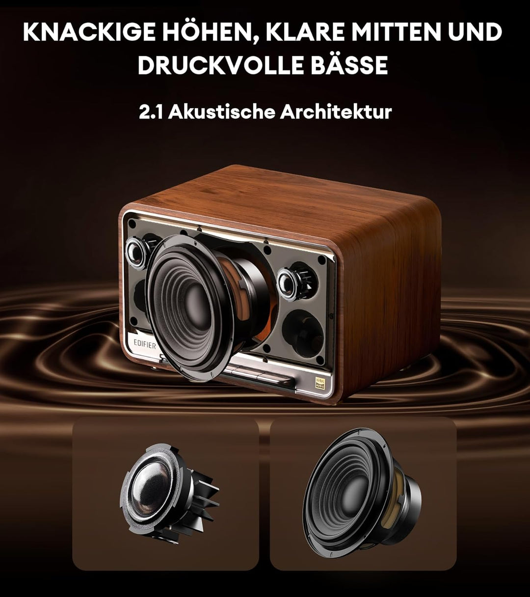 EDIFIER D32 Wireless Speaker, Hi-Res Audio, LDACAACALAC, Bluetooth V5.3, 60W(RMS), 2.1 Akustik Archi