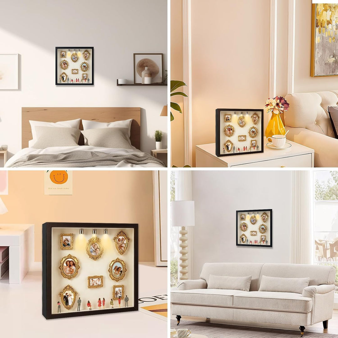 Kitimi Mini Museum Bilderrahmen, DIY Mini Museum Silhouette Box mit LED Licht, DIY Fotospeicher Bild