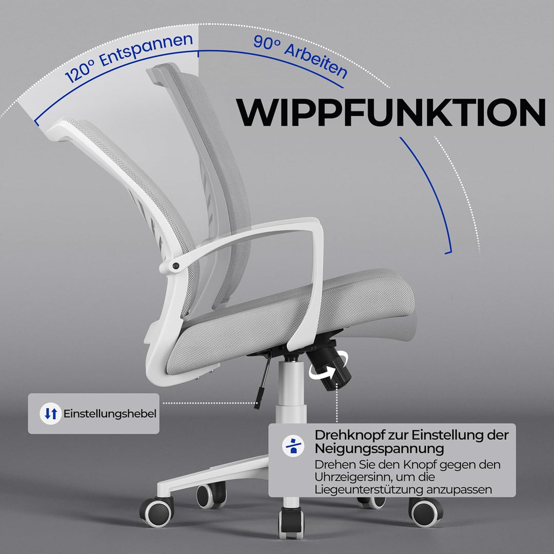 Yaheetech Bürostuhl Ergonomisch Schreibtischstuhl mit Schaukelfunktion Drehstuhl mit Gepolstertem Si