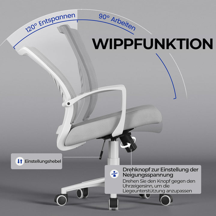 Yaheetech Bürostuhl Ergonomisch Schreibtischstuhl mit Schaukelfunktion Drehstuhl mit Gepolstertem Si