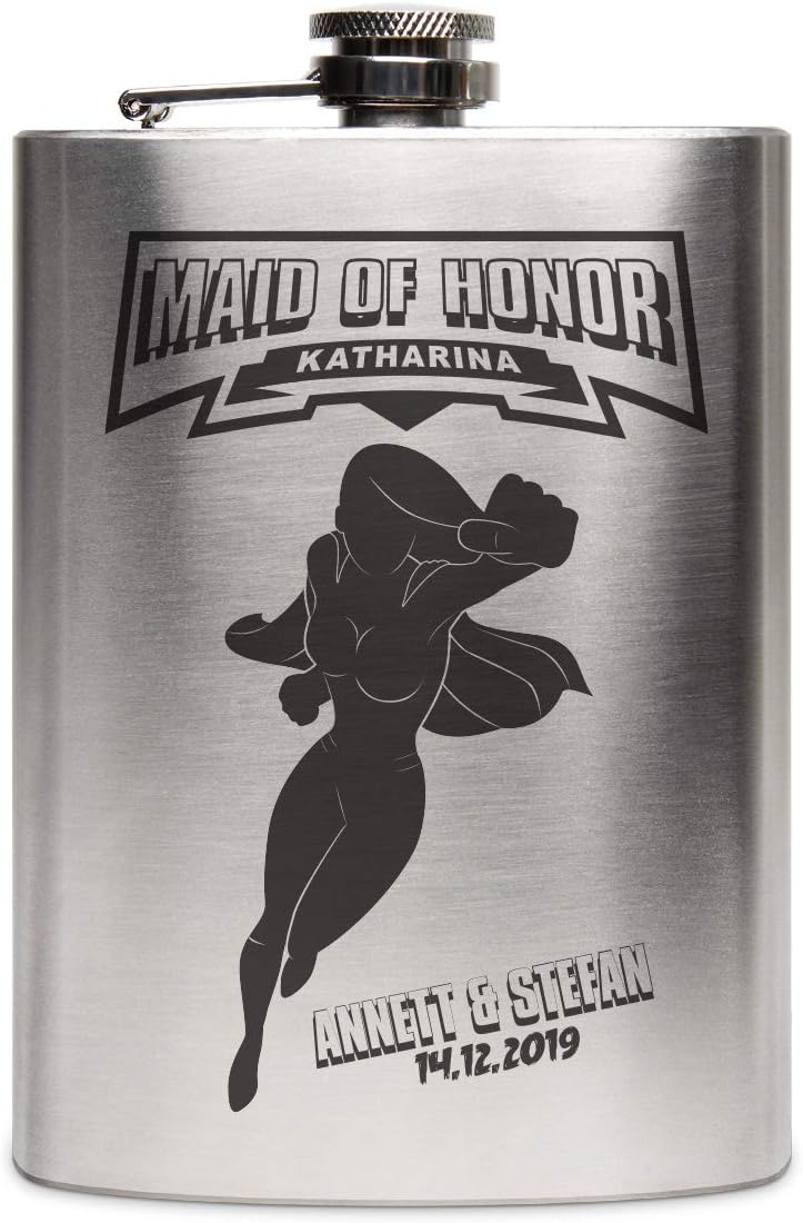Flachmann Edelstahl 237 ml 8 oz individuelle Gravur Geschenk - Maid of Honor, Maid Of Honor