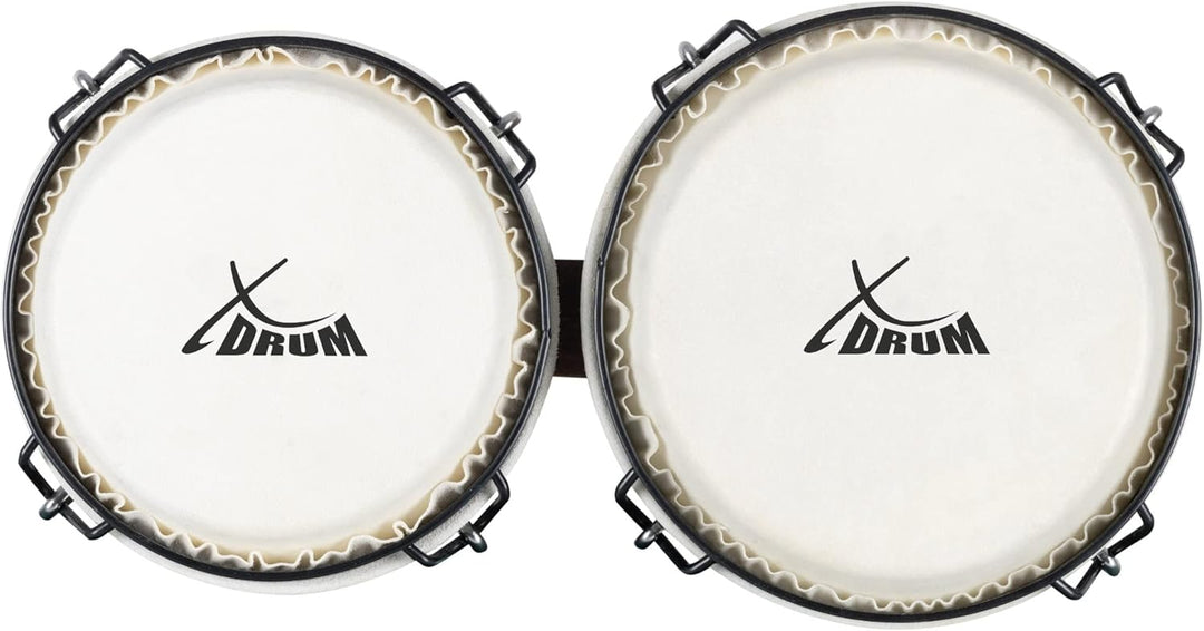 XDrum Bongos Club - 6" Macho und 7" Hembra - Naturfelle - professionelles Stimmsystem - Schwarz sati