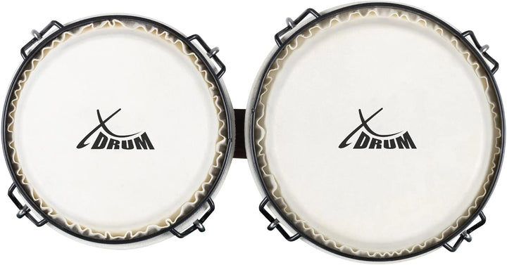 XDrum Bongos Club Set - 6" Macho und 7" Hembra - Naturfelle - professionelles Stimmsystem - Schwarz