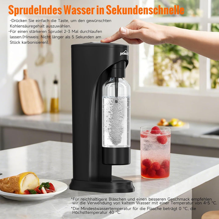HOMELUX Wassersprudler,Sprudelwasser Maschine,Soda Maker,Wasser Sprudel GeräT,Water Carbonator (Schw