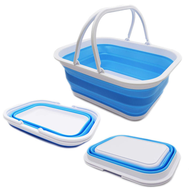 Sammart 15,5 l Faltbare Wanne mit Griff – tragbarer Picknickkorb/-Krater – Faltbare Einkaufstasche –